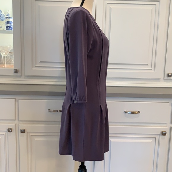 Fossil ~ Pleated Drop Waist Dress in Eggplant - Picture 13 of 16